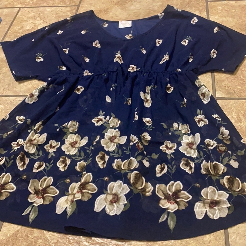 ❤️❤️❤️ HOST PICK!! Siren Lily Maternity Top Large Navy Blue Beige Summer Fall